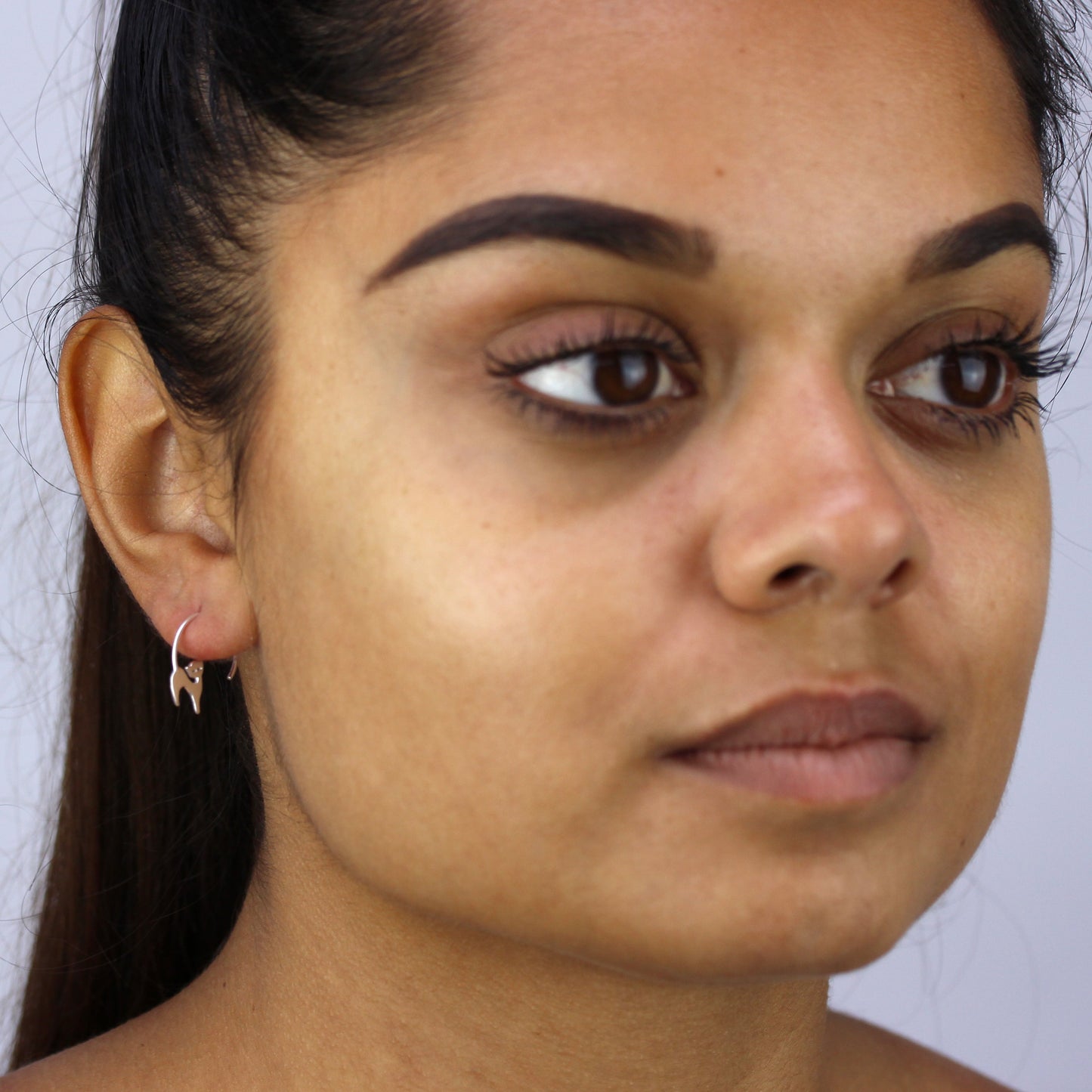 Sterling Silver Cat Pull Through Earrings