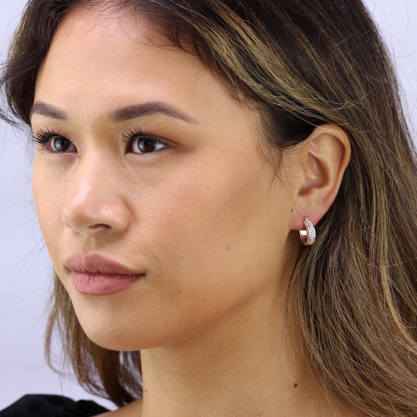 Small Sterling Silver Frosted Hoop Earrings