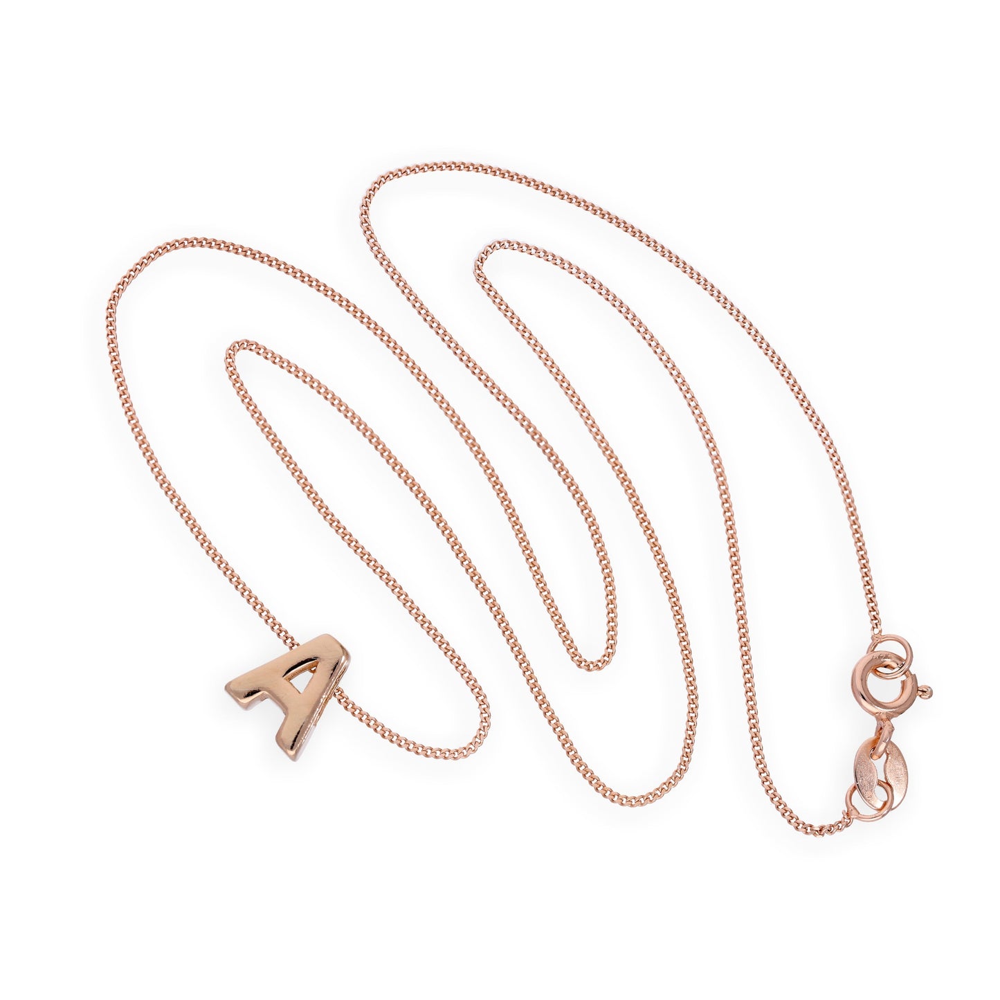 Rose Gold Plated Sterling Silver Letter A Pendant Necklace 14 - 32 Inches