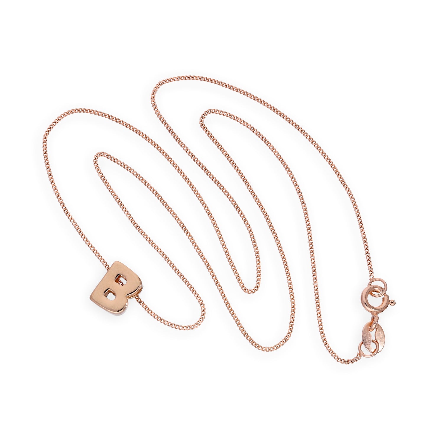 Rose Gold Plated Sterling Silver Letter B Pendant Necklace 14 - 32 Inches