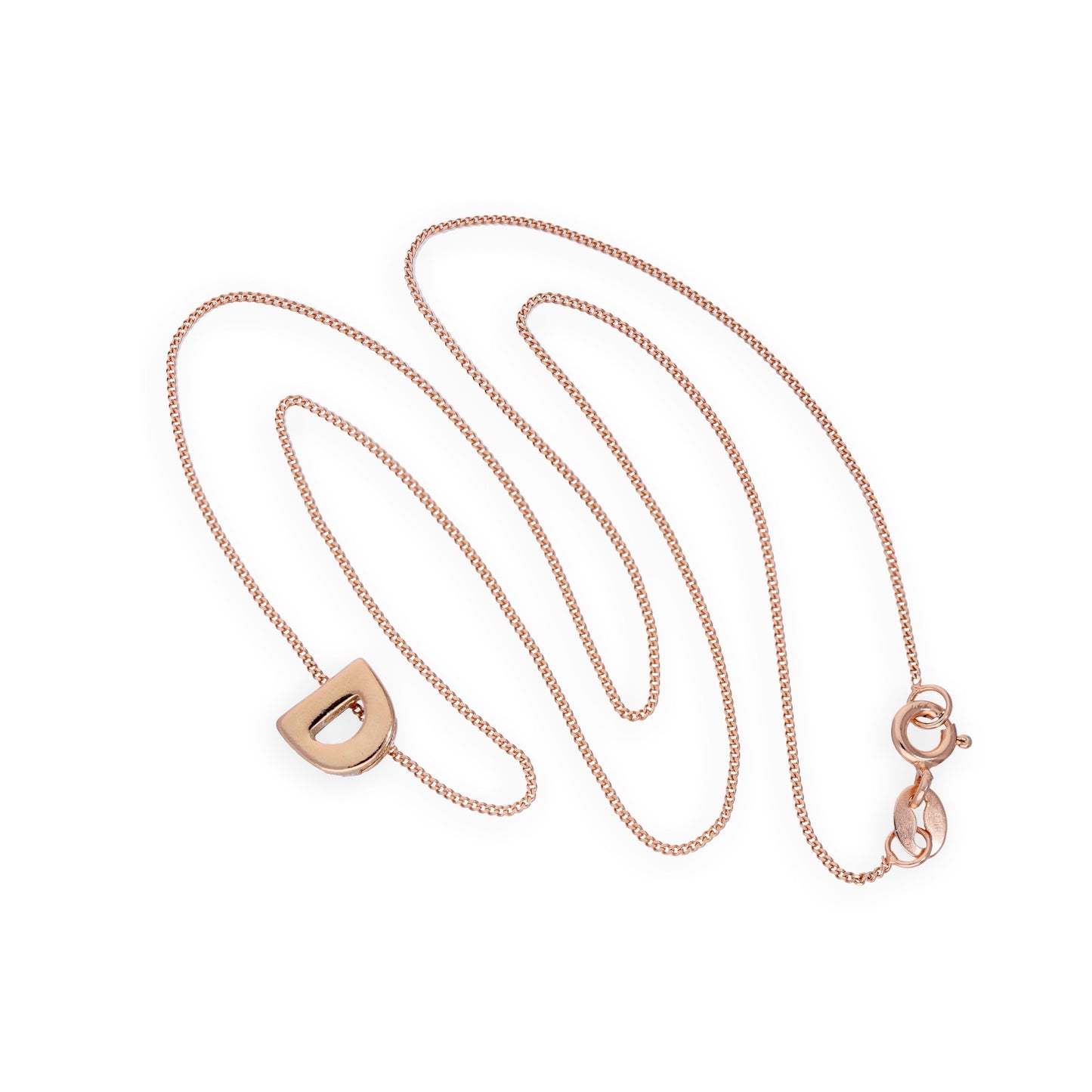 Rose Gold Plated Sterling Silver Letter D Pendant Necklace 14 - 32 Inches