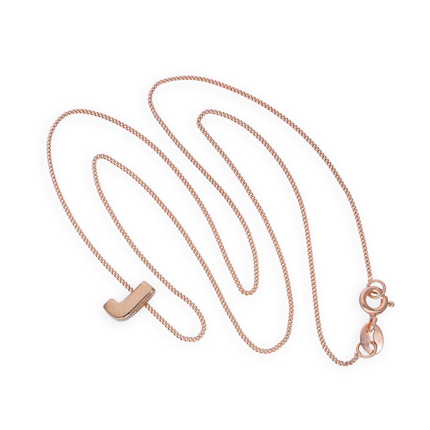Rose Gold Plated Sterling Silver Letter J Pendant Necklace 14 - 32 Inches
