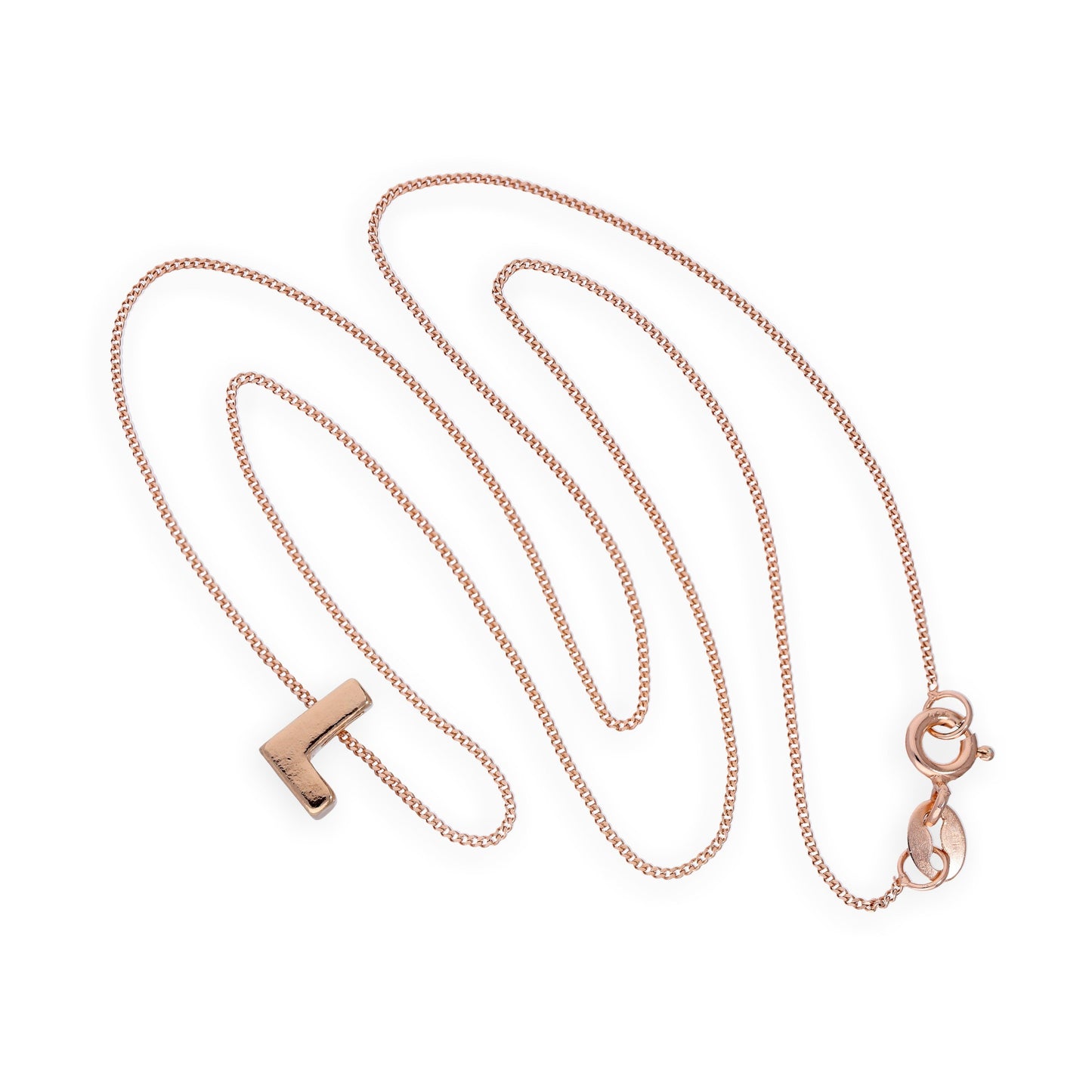 Rose Gold Plated Sterling Silver Letter L Pendant Necklace 14 - 32 Inches