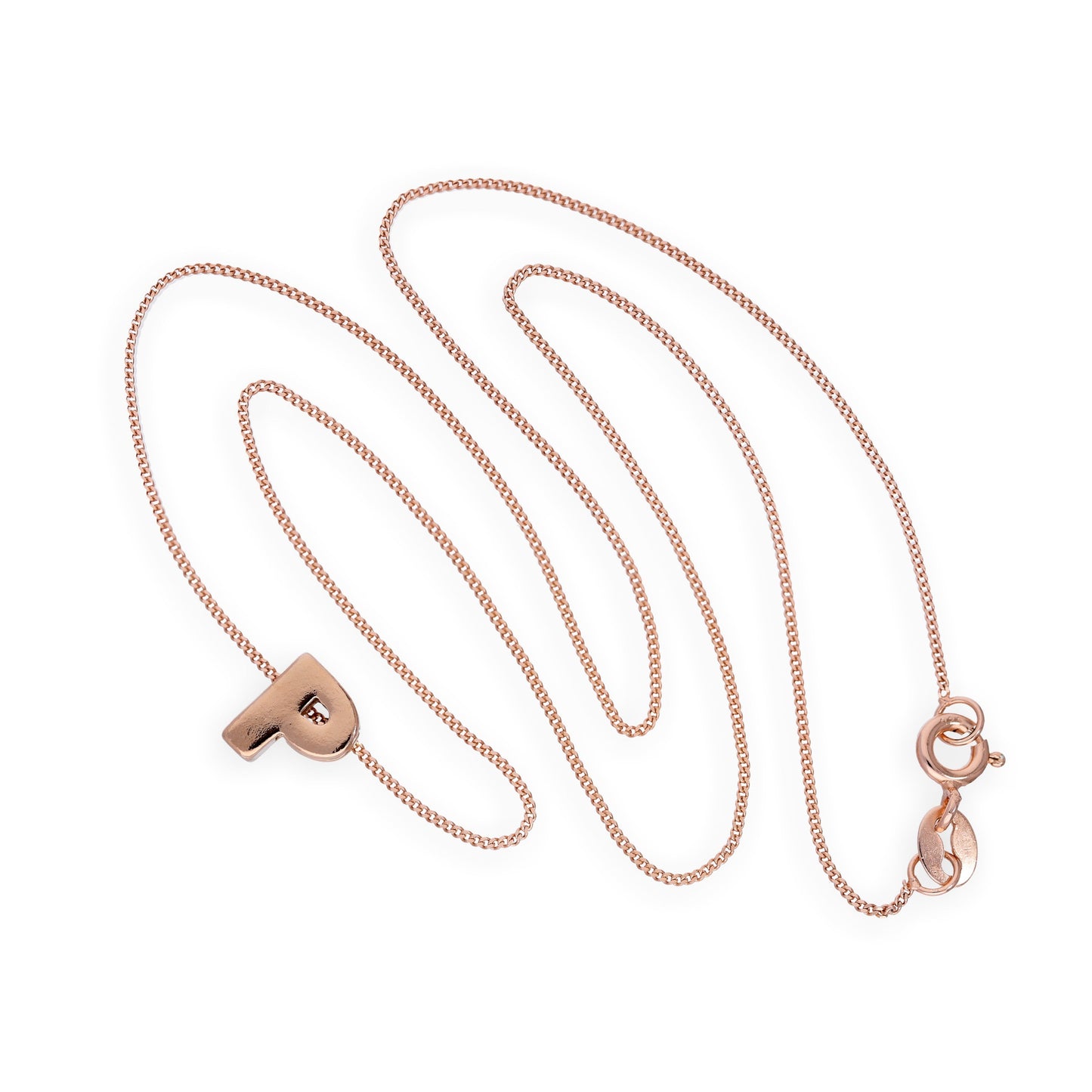 Rose Gold Plated Sterling Silver Letter P Pendant Necklace 14 - 32 Inches