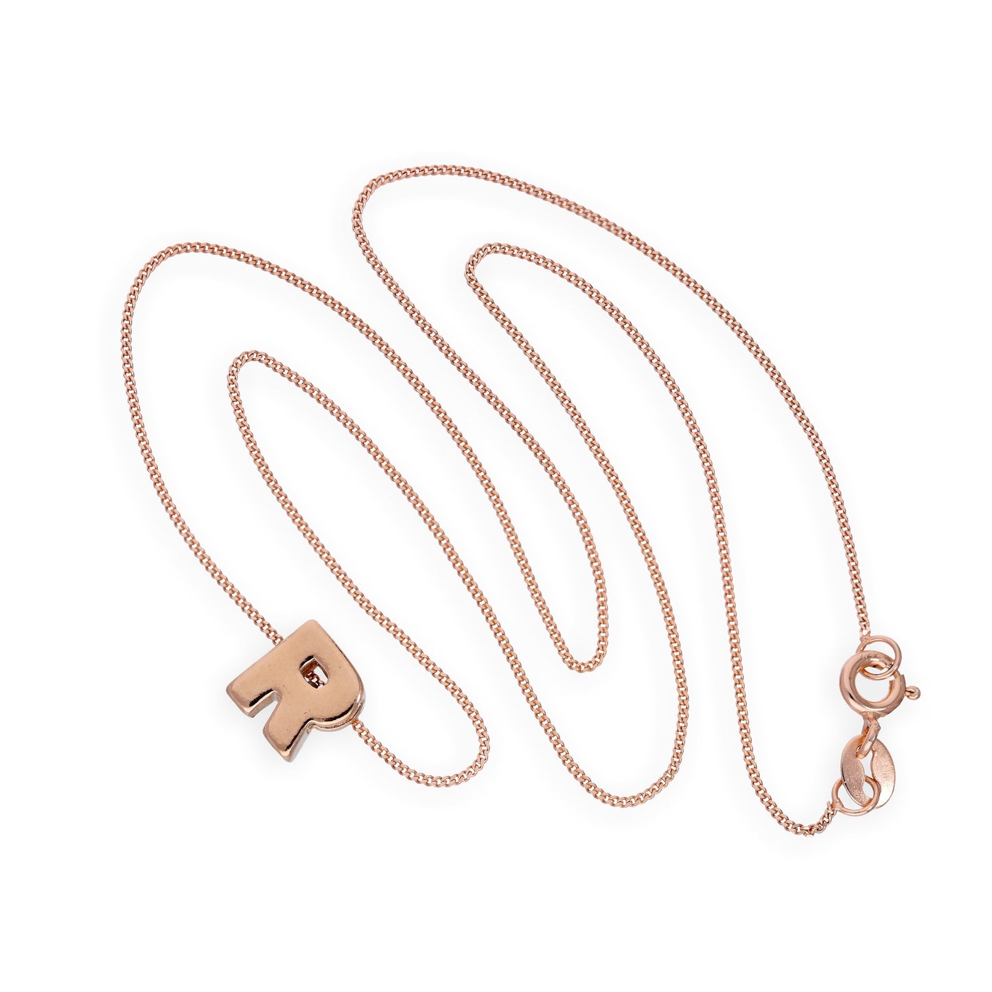Rose Gold Plated Sterling Silver Letter R Pendant Necklace 14 - 32 Inches