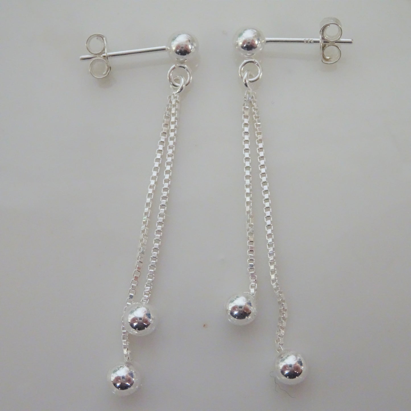 Sterling Silver Ball Drop Stud Earrings