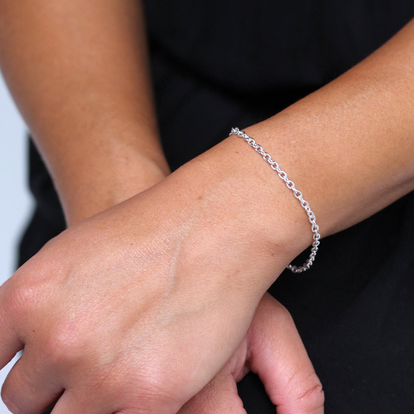 Sterling Silver 3mm Curb Cable Bracelet 6 - 8 Inches