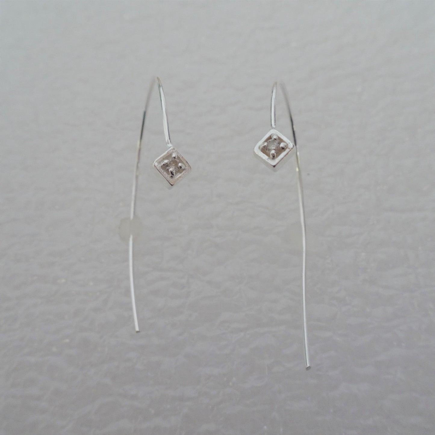 Sterling Silver & Clear CZ Crystal Curve Pull Through Earrings