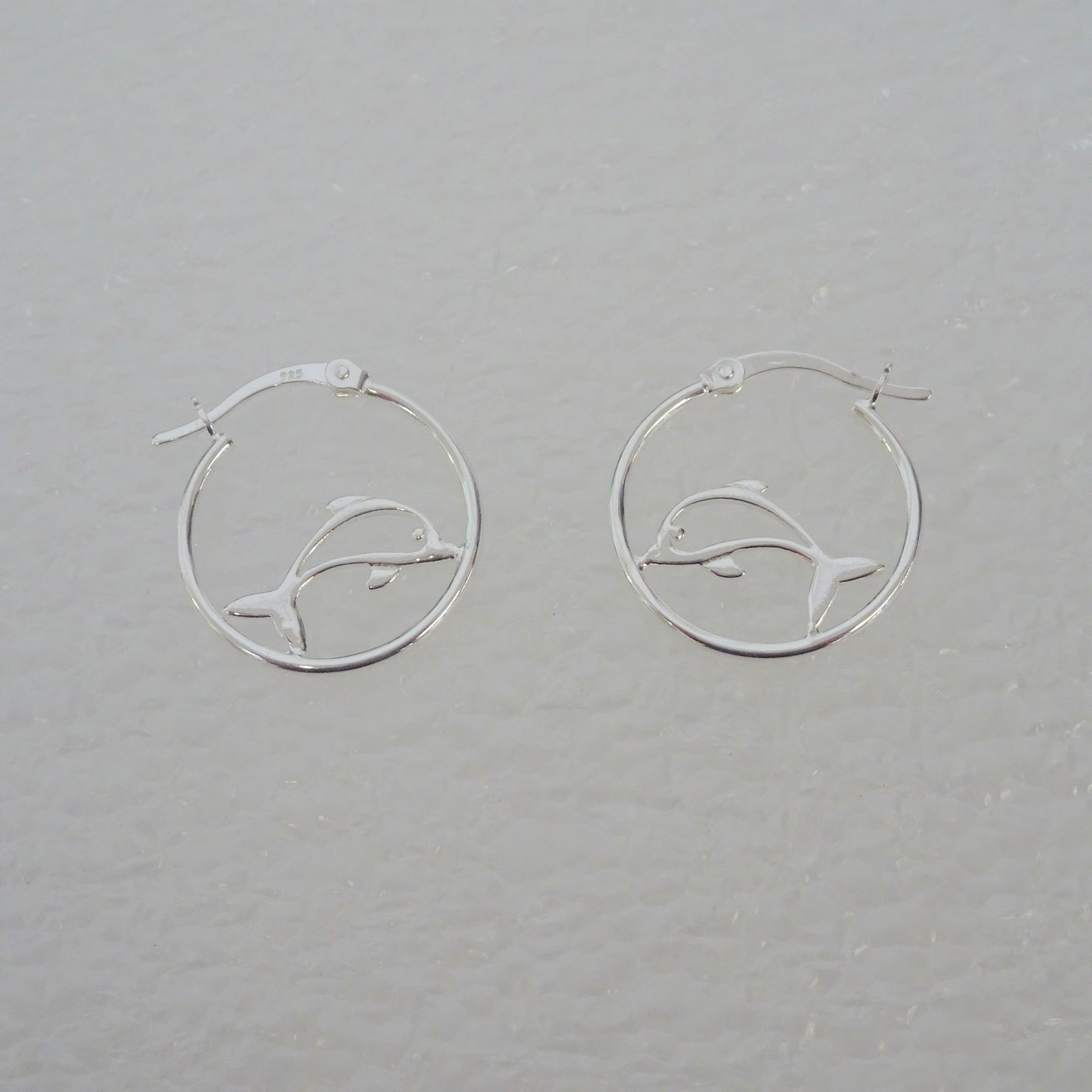 Sterling Silver Hoop Earrings with Dolphin