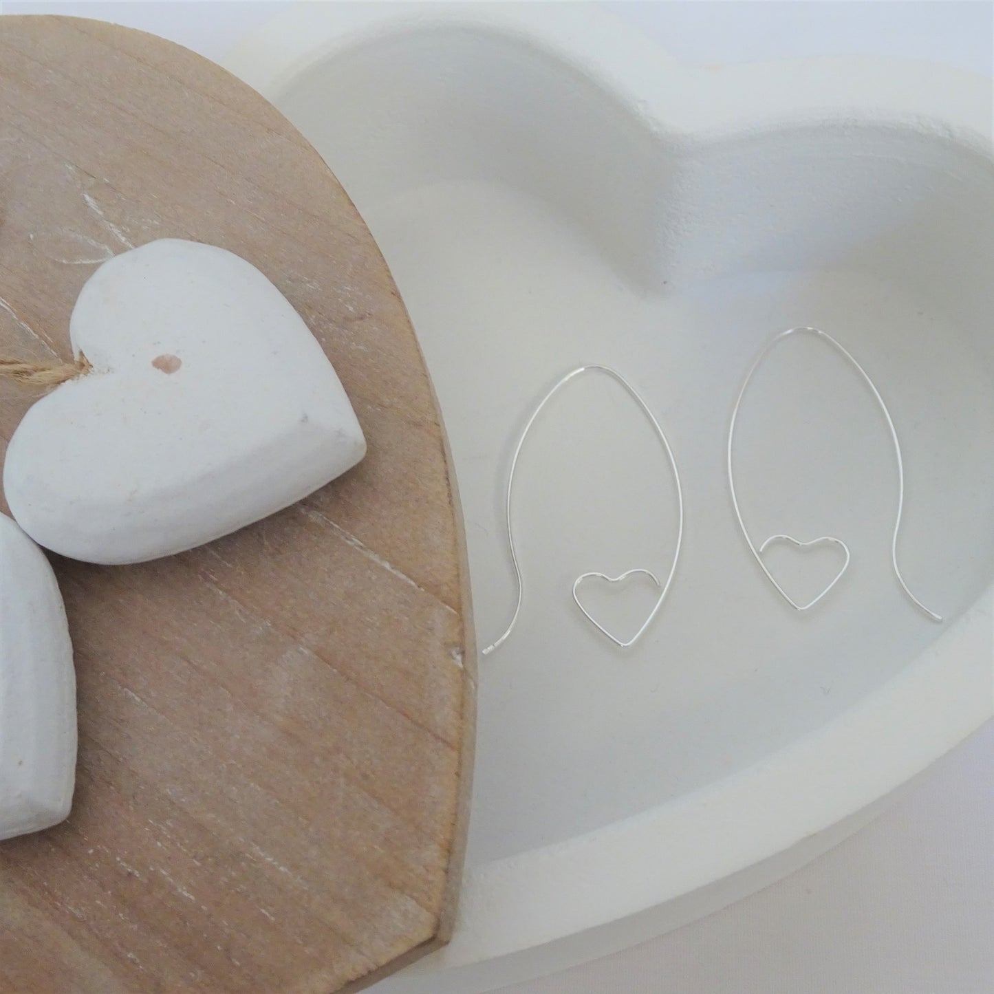 Sterling Silver Open Heart Loop Pull Through Earrings