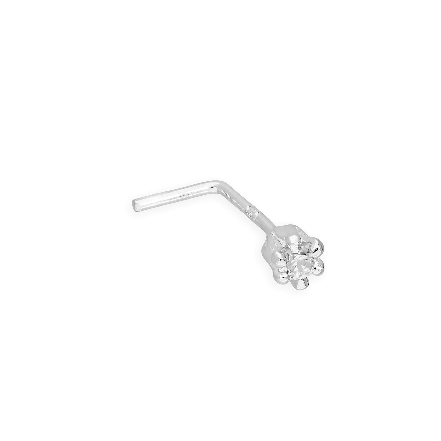 Sterling Silver & Clear CZ Crystal 22Ga Nose Stud