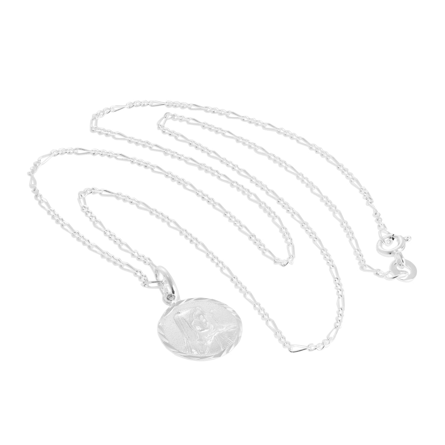 Sterling Silver Madonna with Child Pendant Necklace 14 - 32 Inches