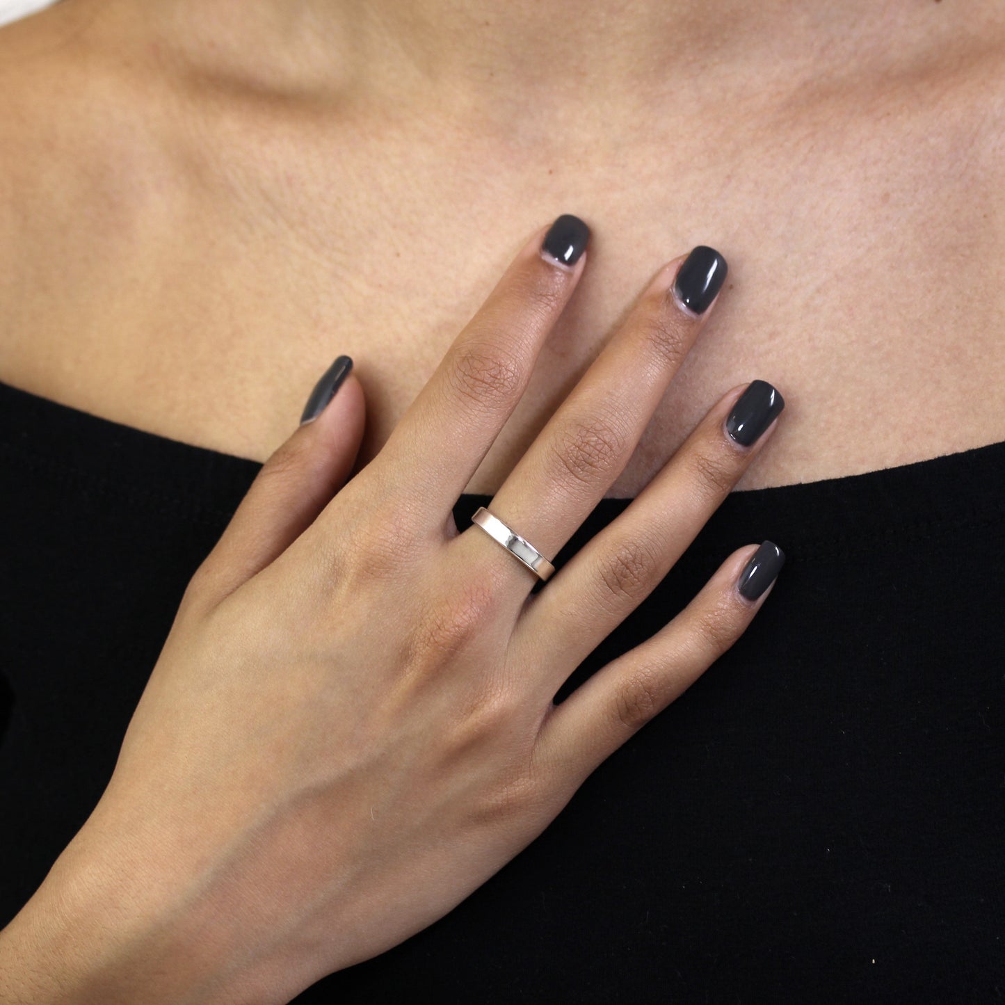 Sterling Silver 4mm Flat Comfort fit Wedding Band Ring Size I - Z