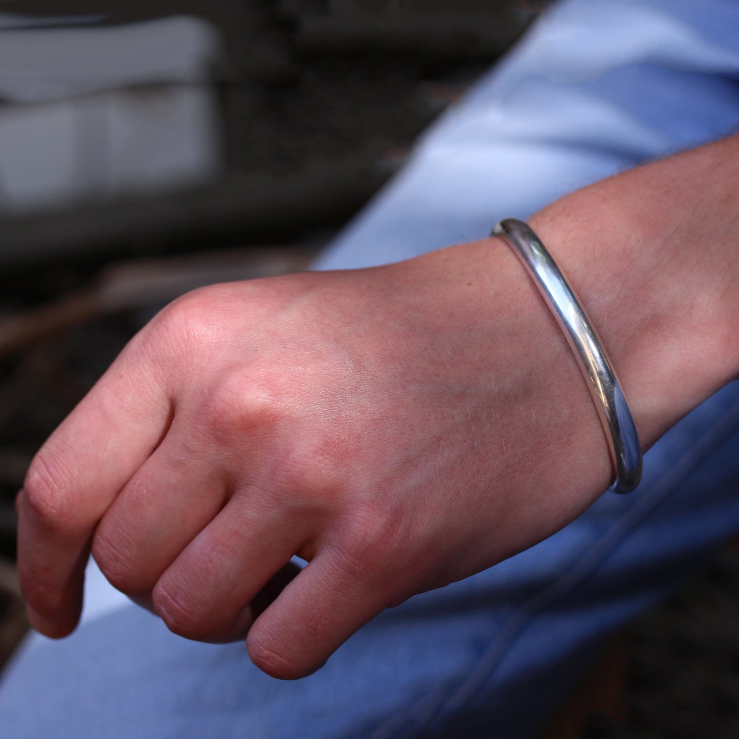 Sterling Silver Womens Thick Heavy 66mm Torque Bangle