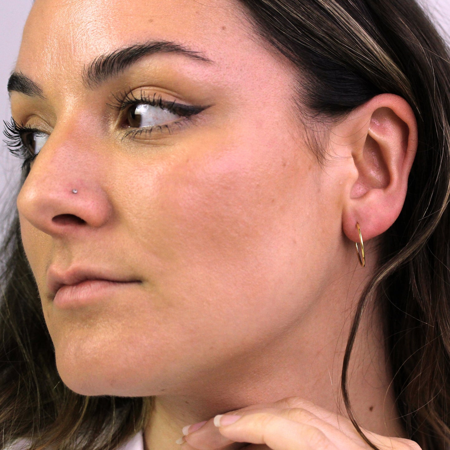 Gold Plated Sterling Silver Open 20mm Hoop Stud Earrings