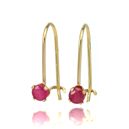 9ct Gold & 3mm Round Gemstone Leverback Earrings