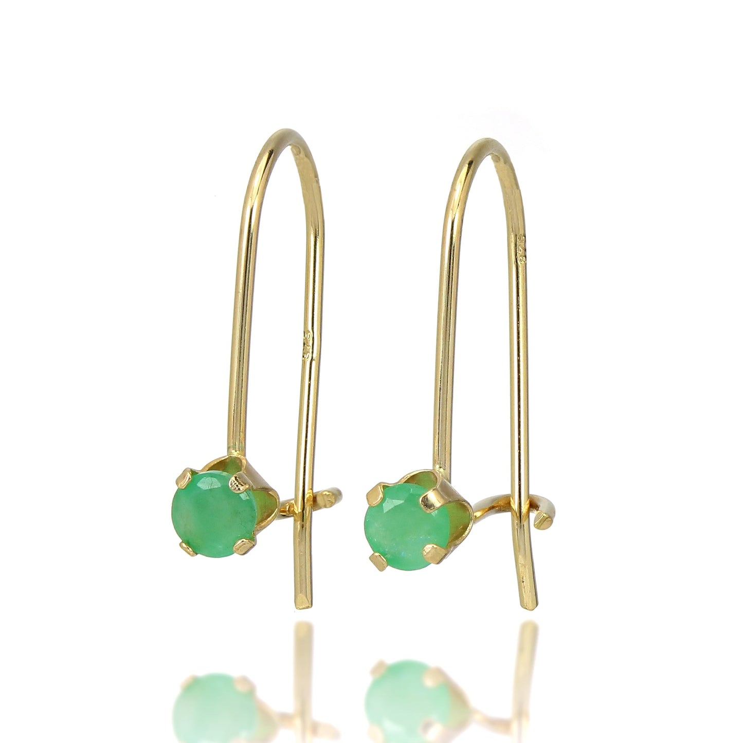 9ct Gold & 3mm Round Gemstone Leverback Earrings