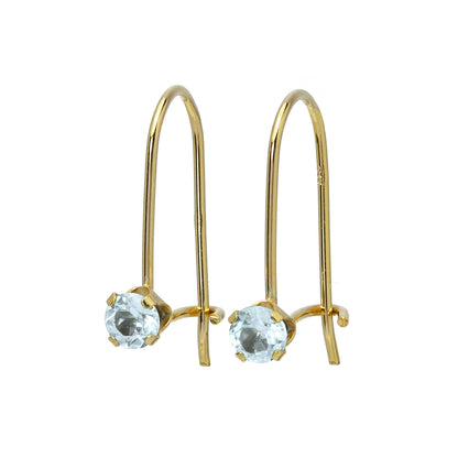 9ct Gold & 3mm Round Gemstone Leverback Earrings