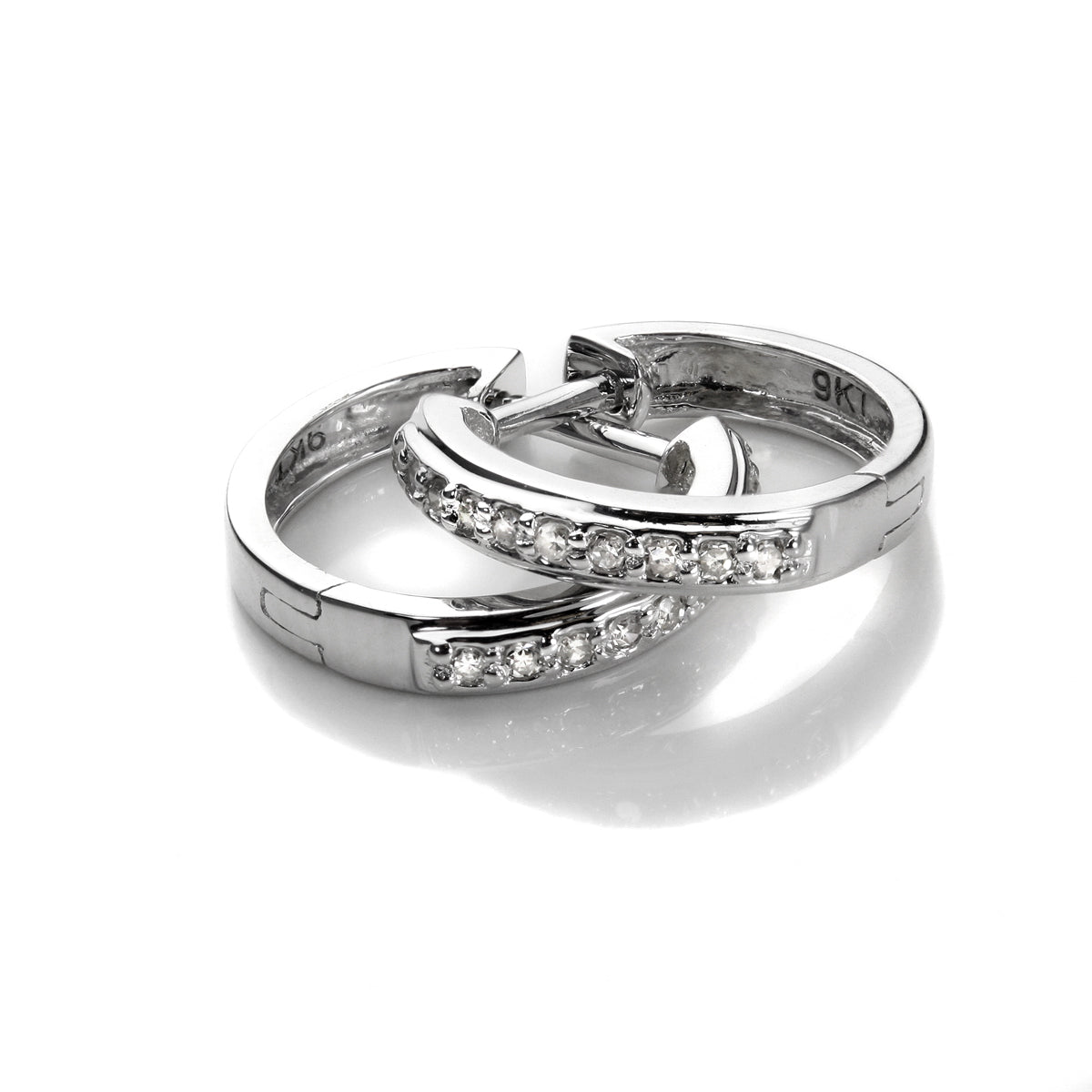 9ct Mixed Gold Diamond Huggie Earrings