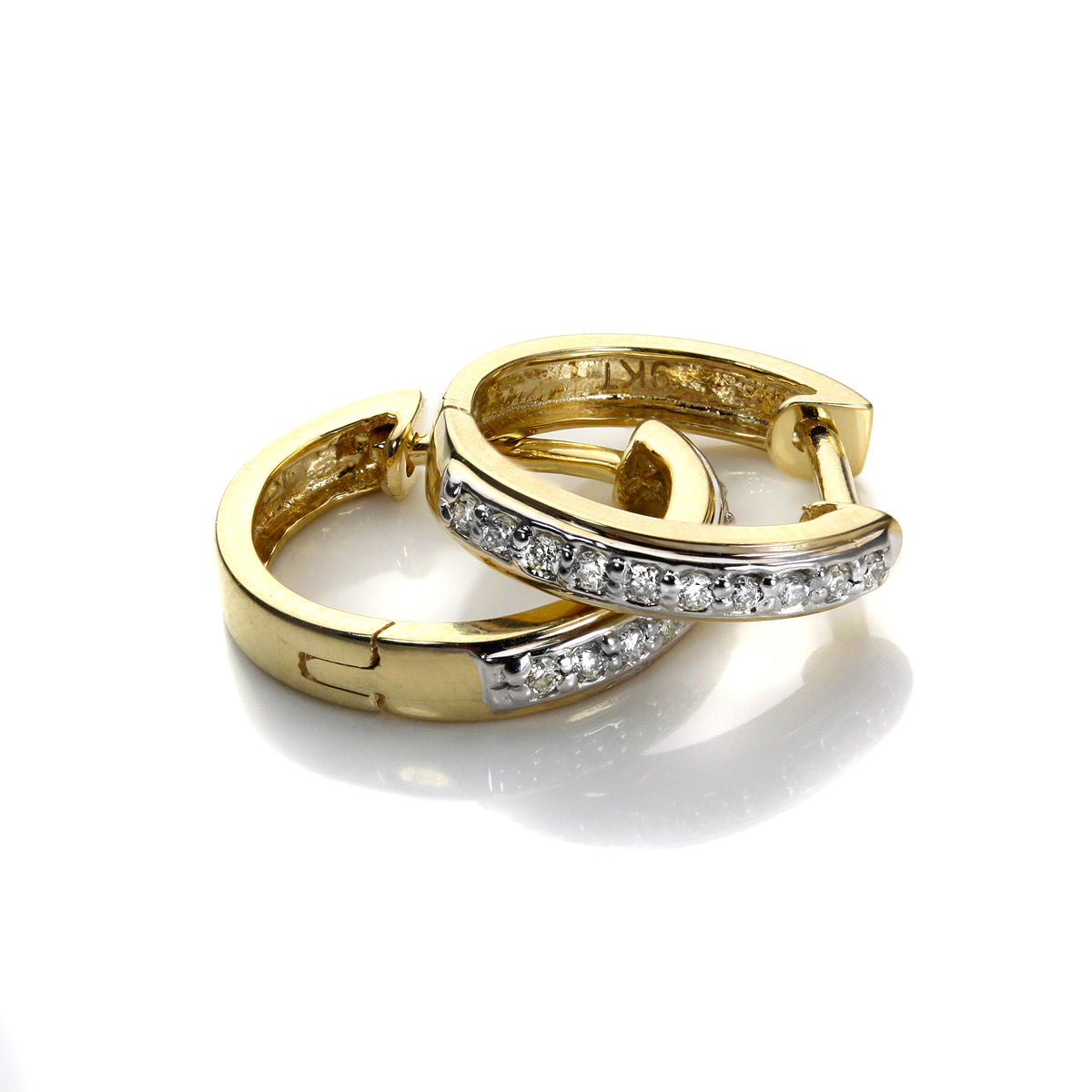 9ct Mixed Gold Diamond Huggie Earrings