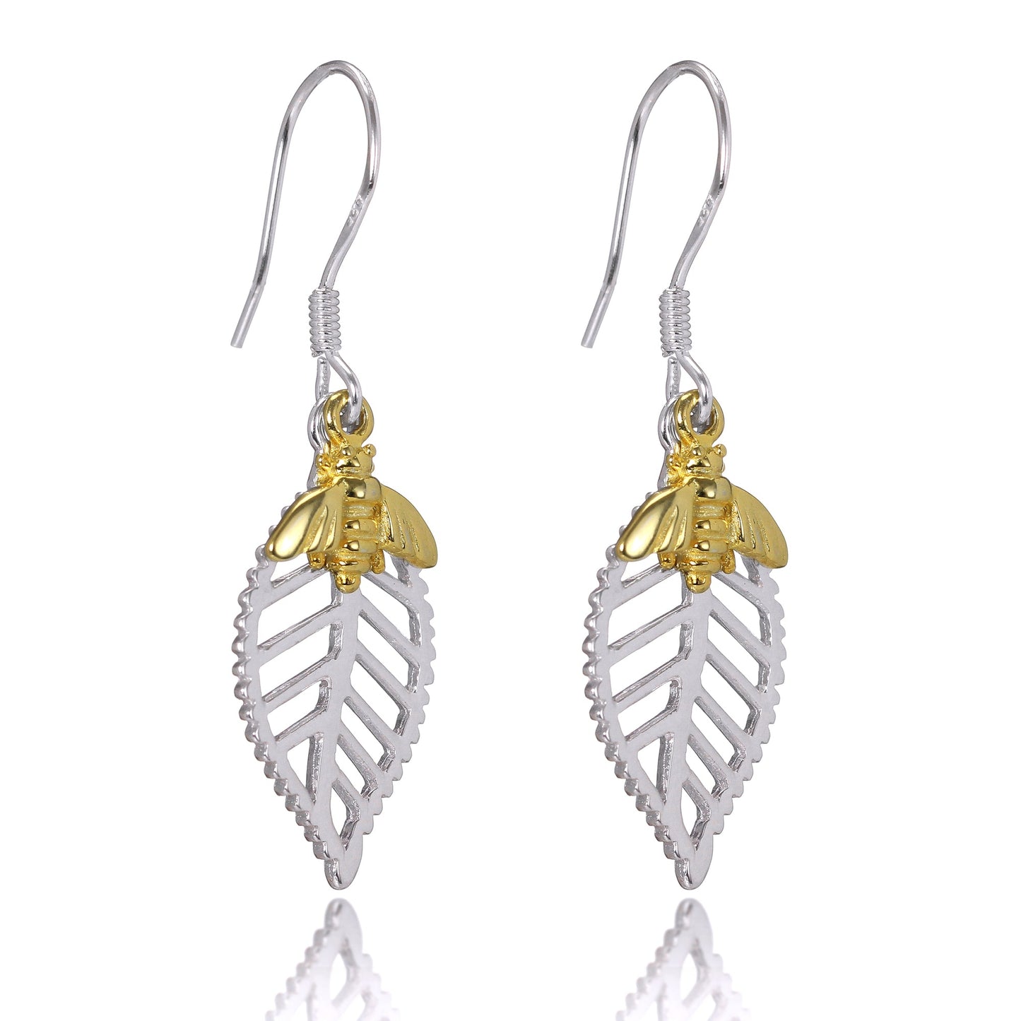 Abella Bee Earrings in Sterling Silver & Plated Gold
