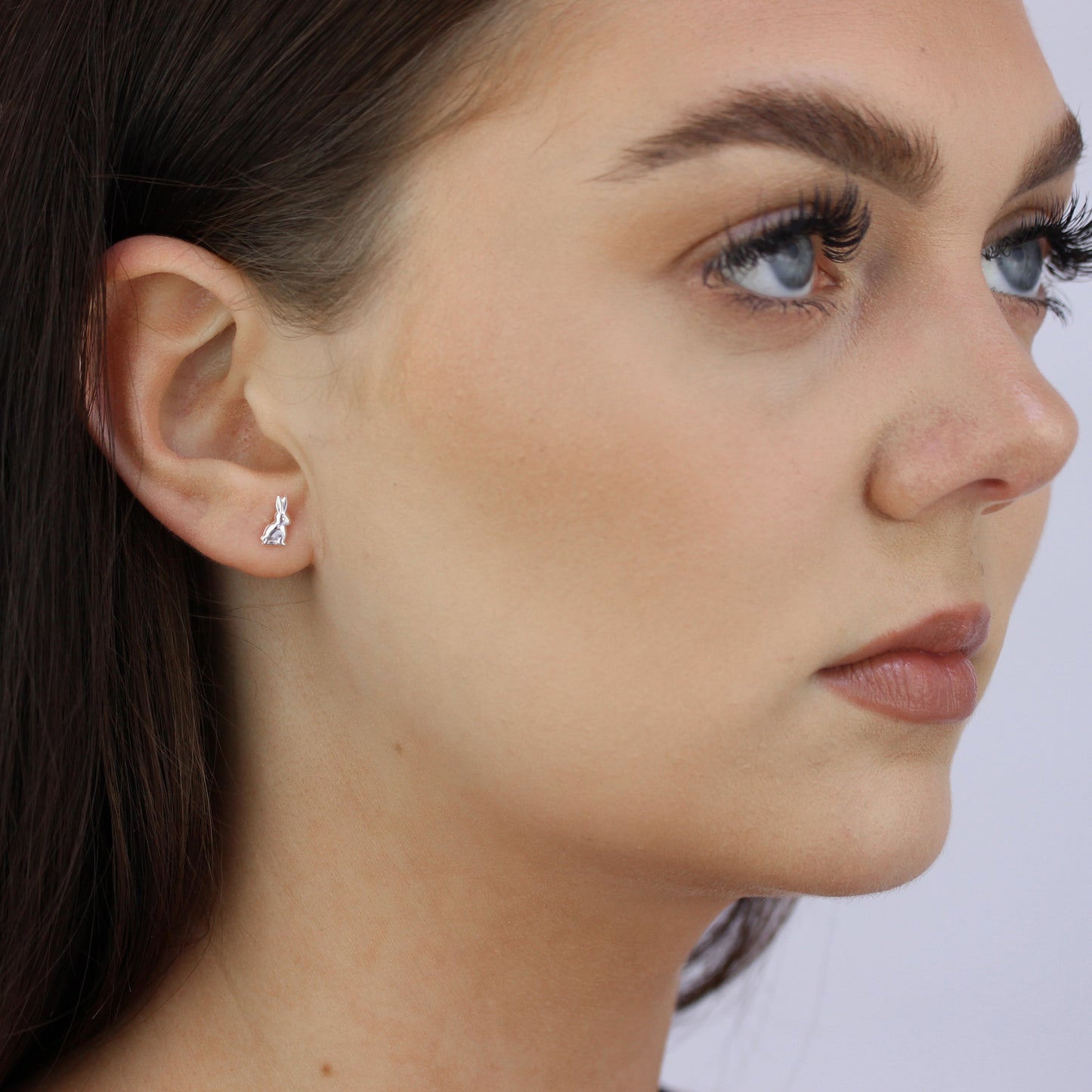 Sterling Silver Sitting Bunny Rabbit Stud Earrings