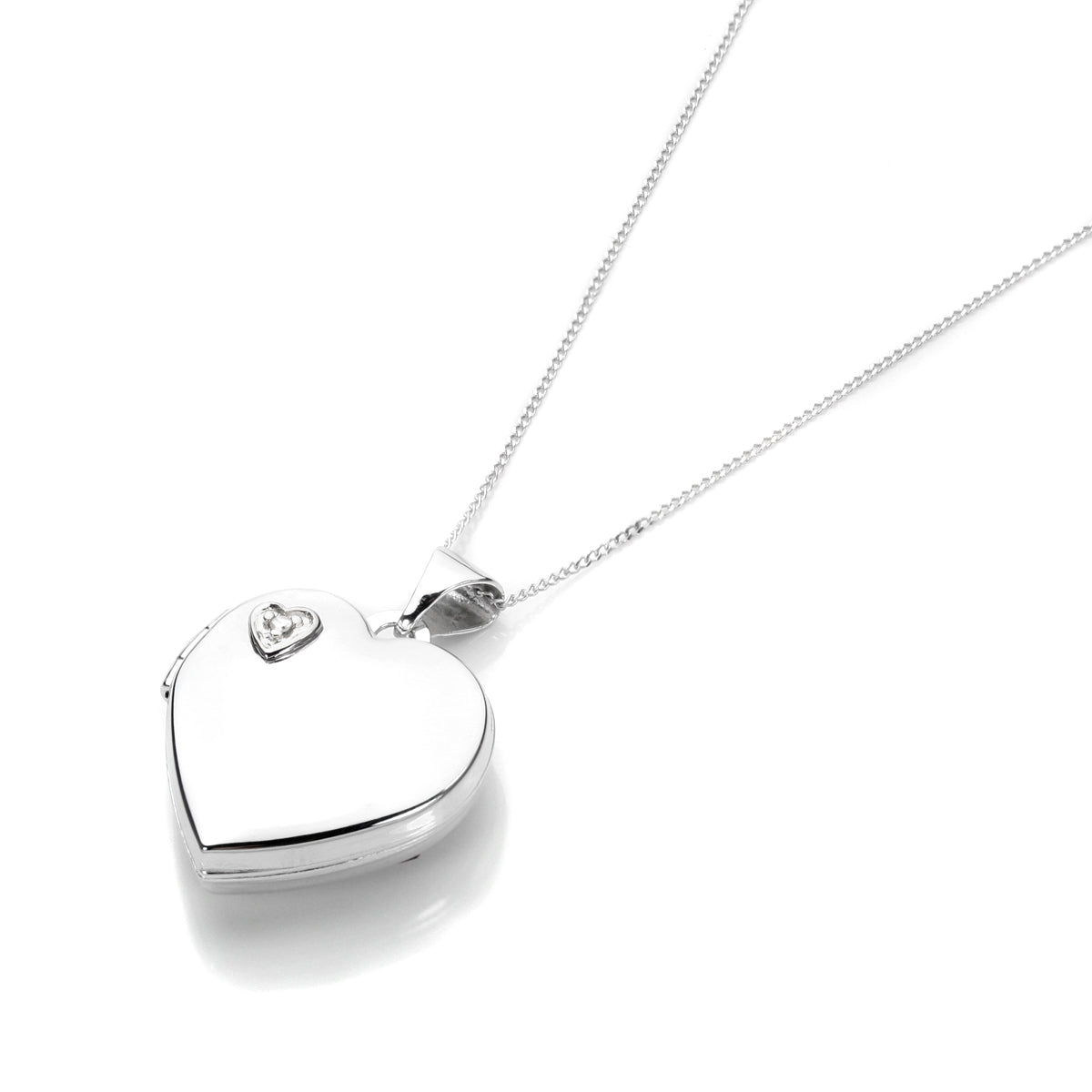 9ct White Gold Diamond Heart Locket