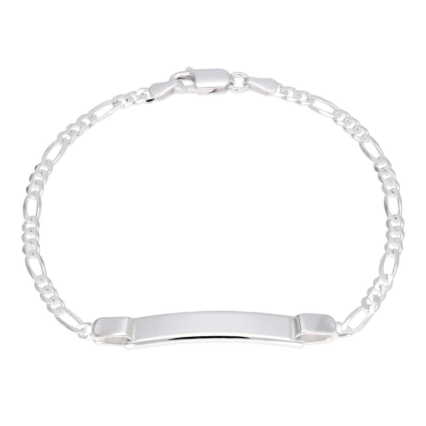 Sterling Silver Figaro Identity Plate Bracelet
