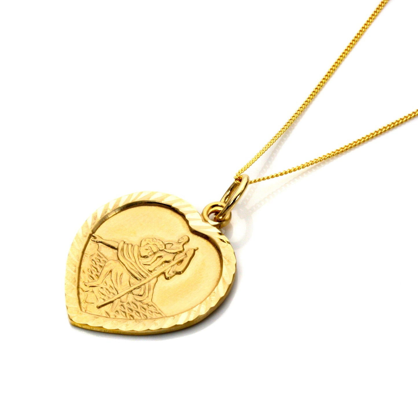 Personalised 9ct Gold St Christopher Heart Necklace - 16 - 18 Inches