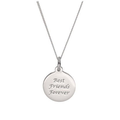 Sterling Silver Engravable Round Pendant - 16 - 22 Inches