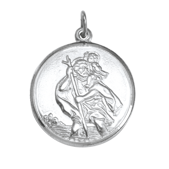Sterling Silver St Christopher Pendant - Polished or Matt