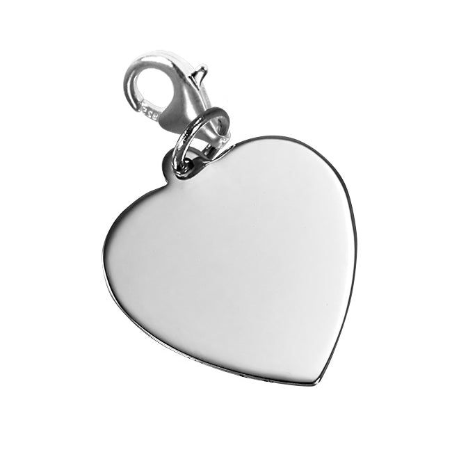 Large Engravable Heart Clip on Charm