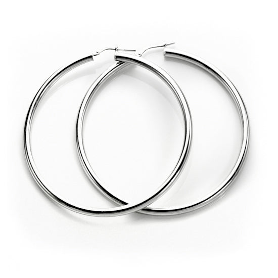 Sterling Silver Plain 3mm Round Hoop Earrings