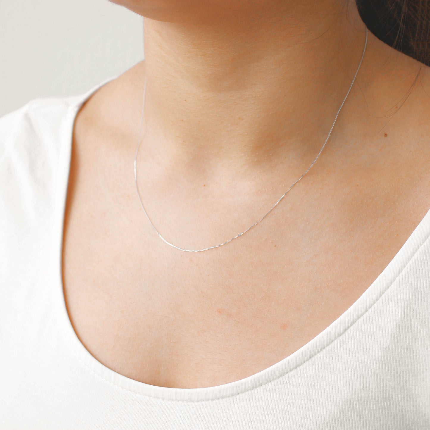 9ct White Gold Diamond Cut Chain Necklace