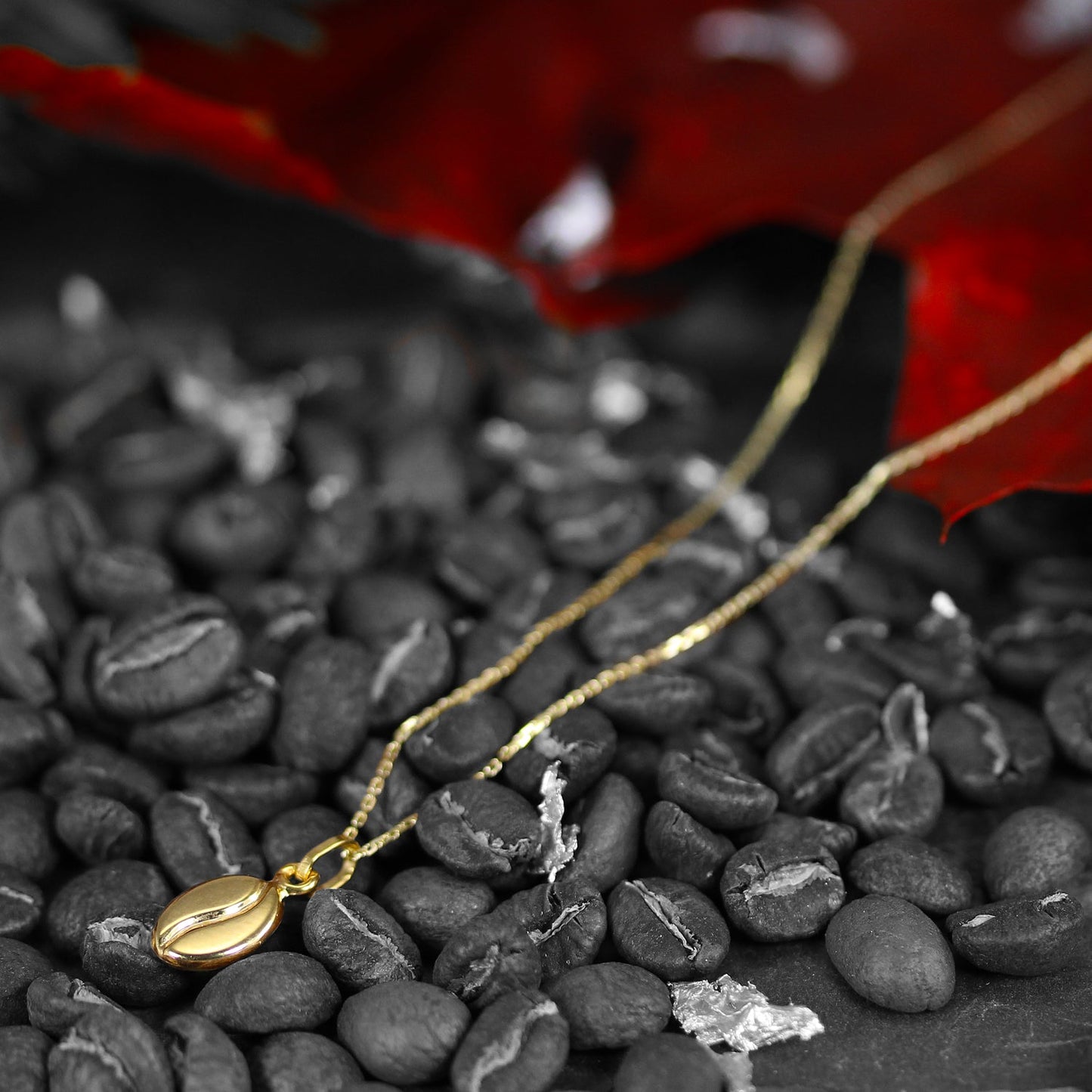 9ct Gold Coffee Bean Necklace - 16 - 20 Inches