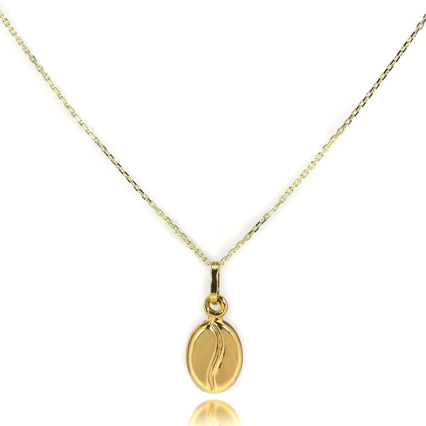 9ct Gold Coffee Bean Necklace - 16 - 20 Inches