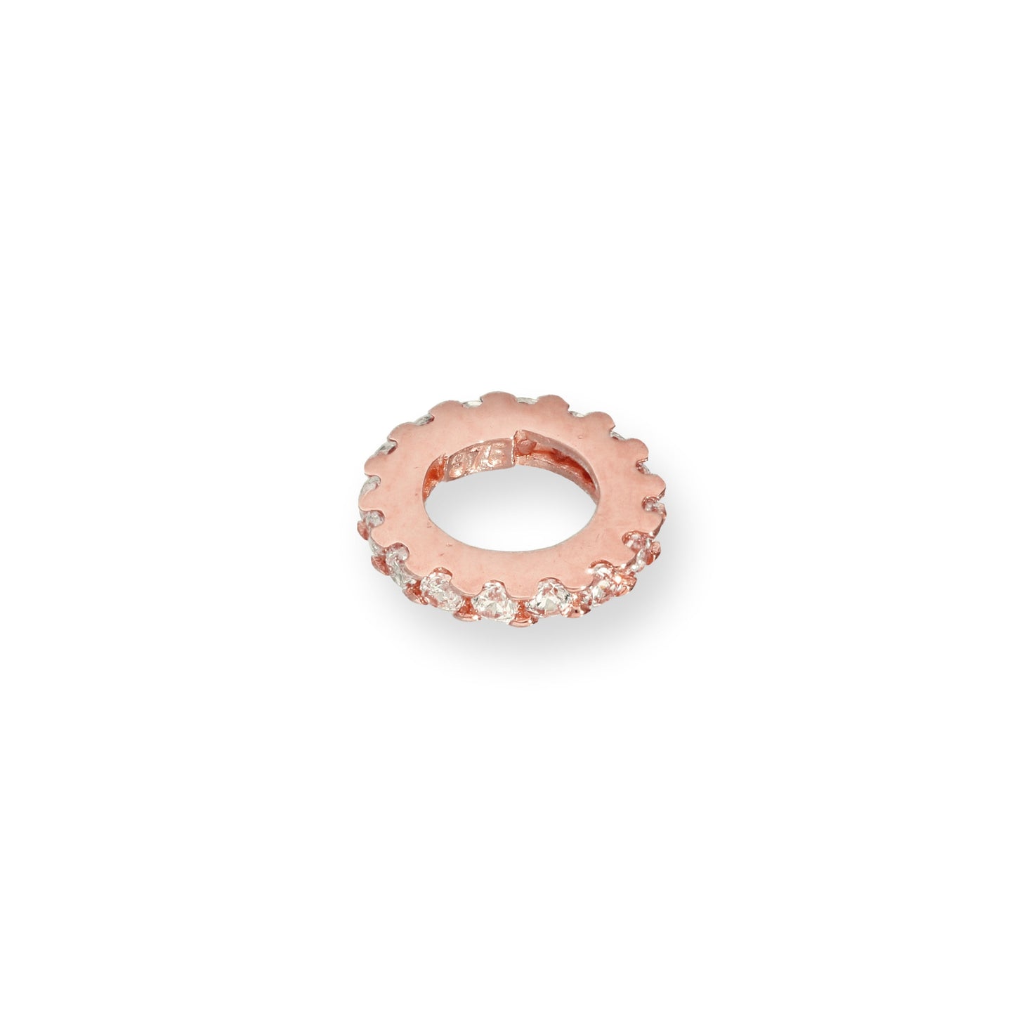 9ct Rose Gold & Clear CZ Crystal Wheel Charm