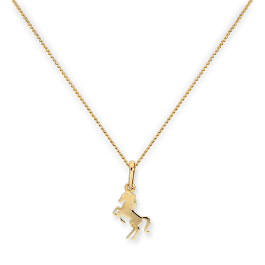 9ct Gold Prancing Horse Pendant Necklace 16 - 20 Inches