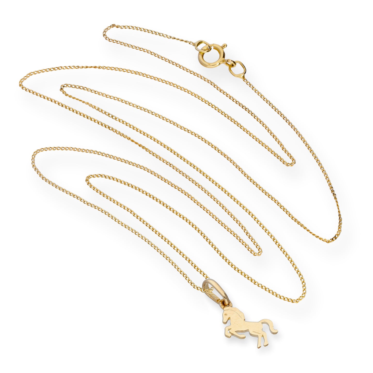 9ct Gold Prancing Horse Pendant Necklace 16 - 20 Inches