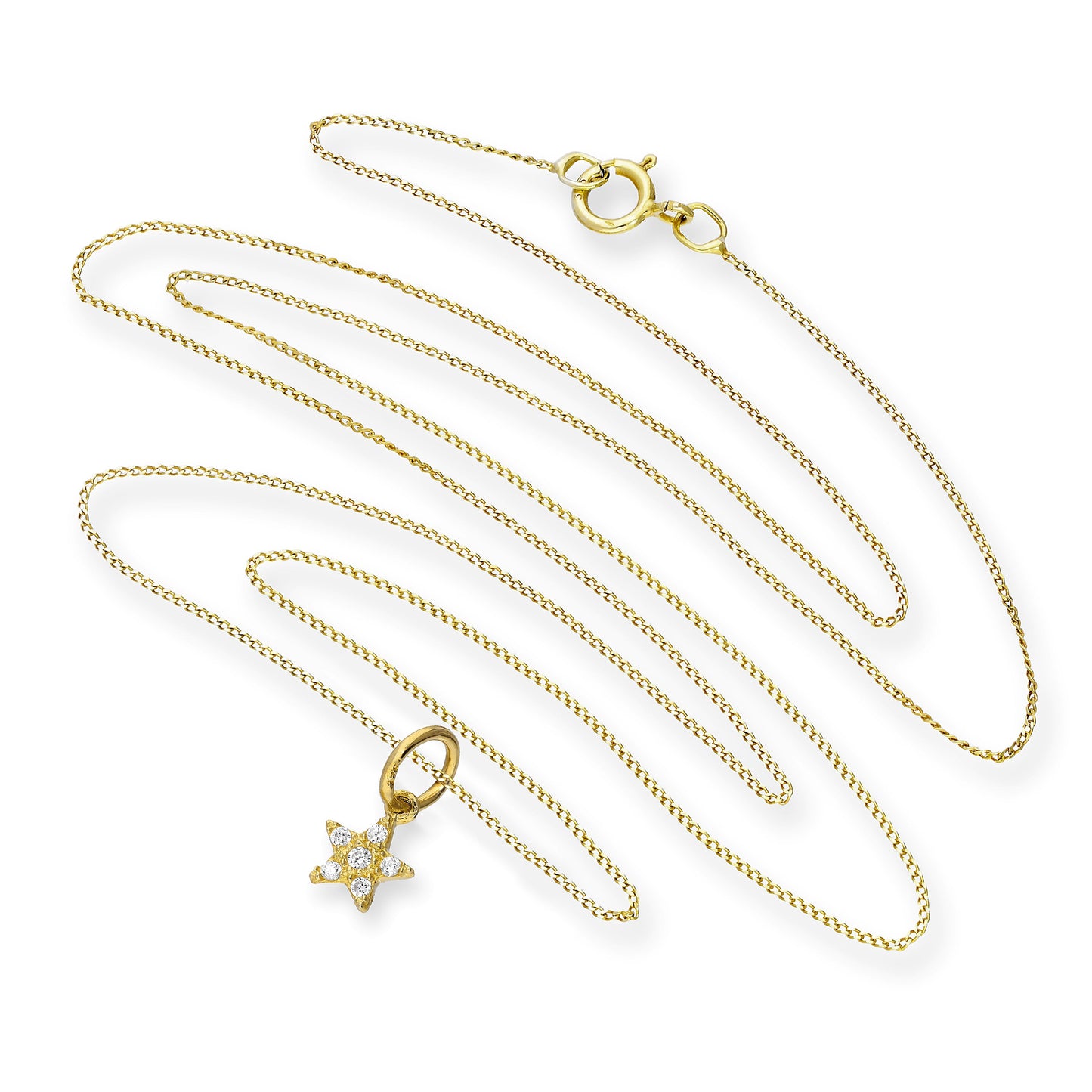 9ct Gold & Clear CZ Crystal Star Pendant Necklace