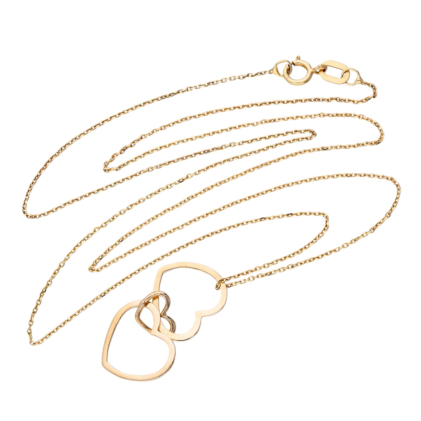 9ct Gold Triple Interlocking Hearts Pendant Necklace