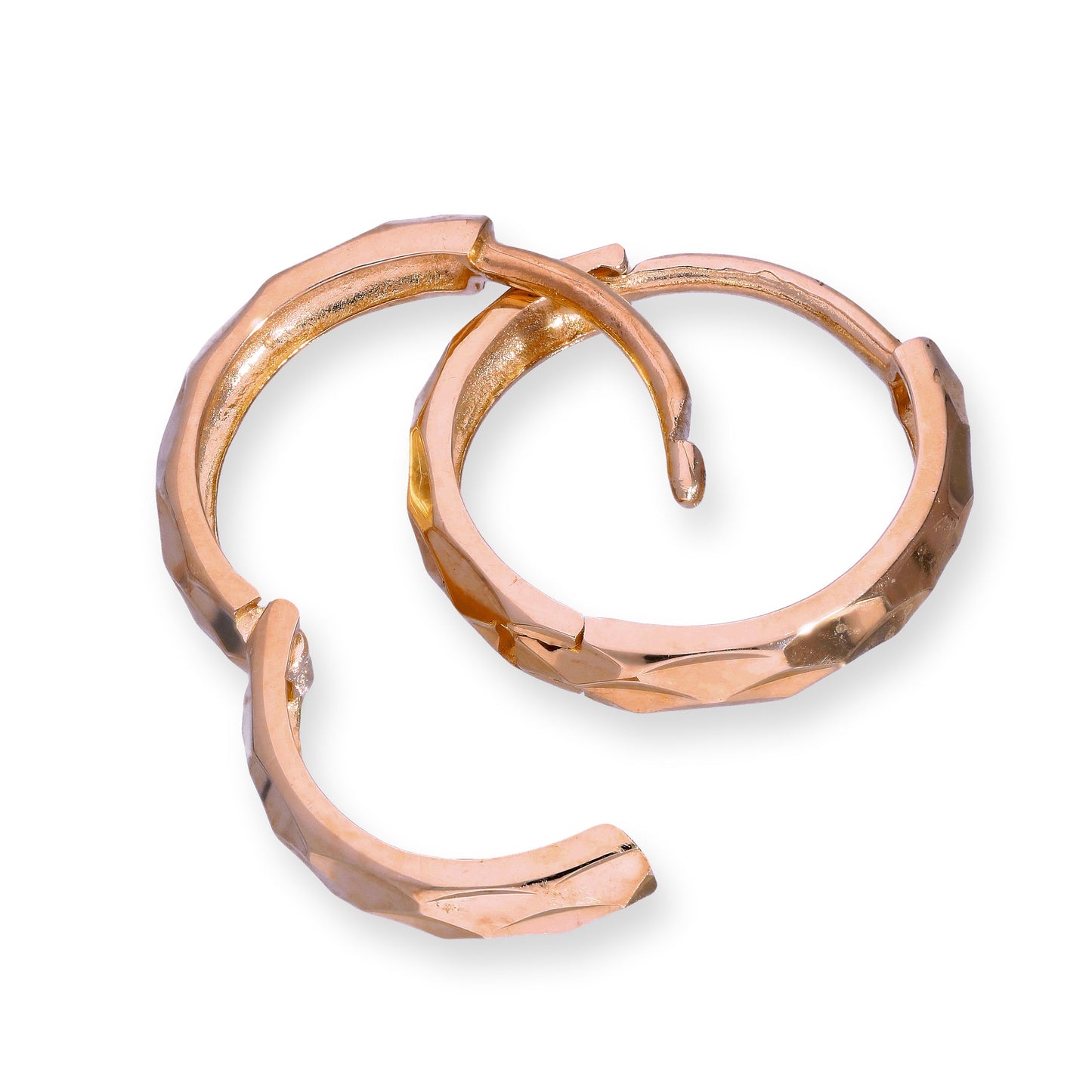 9ct Rose Gold Faceted Huggie Hoops Earrings