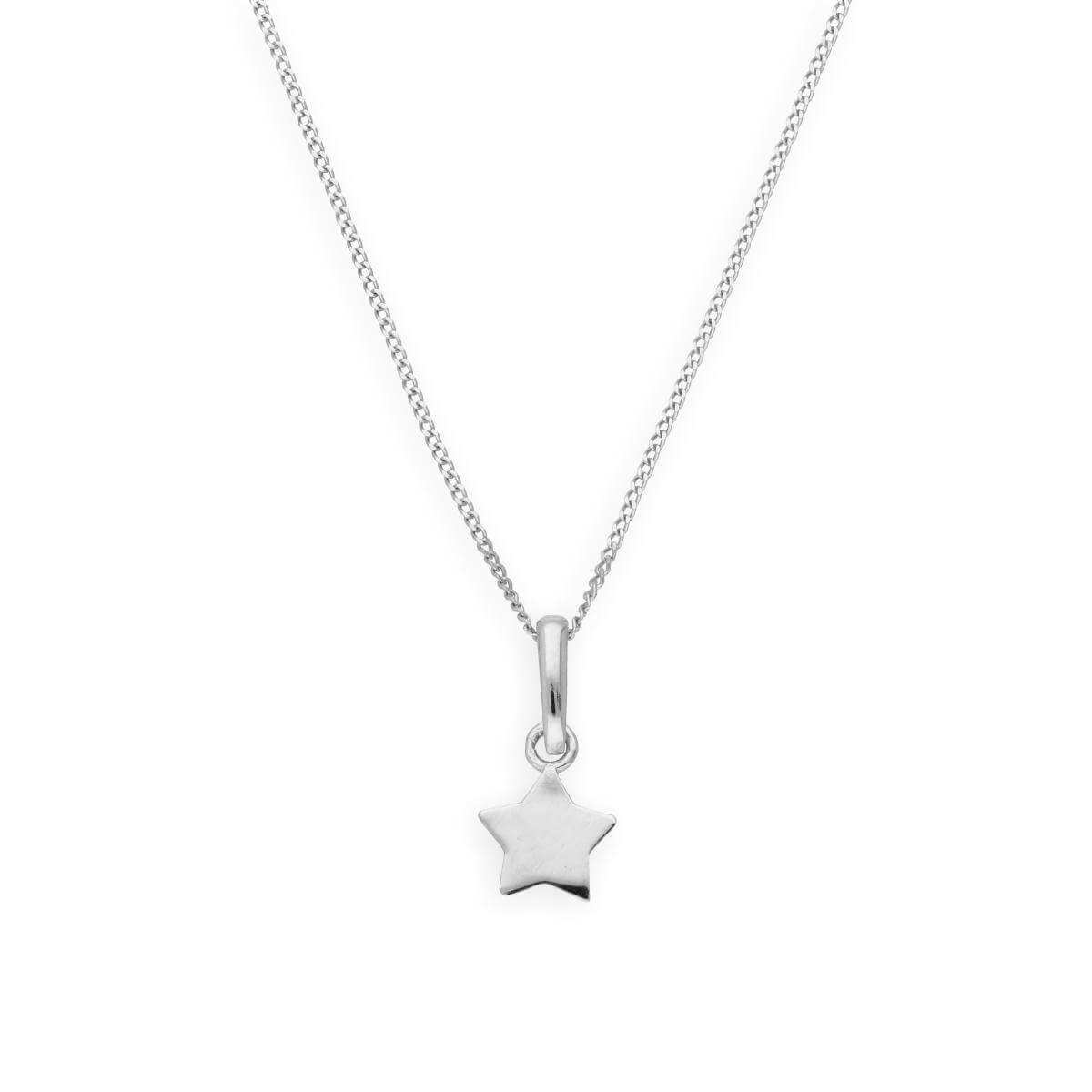 9ct White Gold Star Pendant Necklace 16 - 20 Inches - jewellerybox