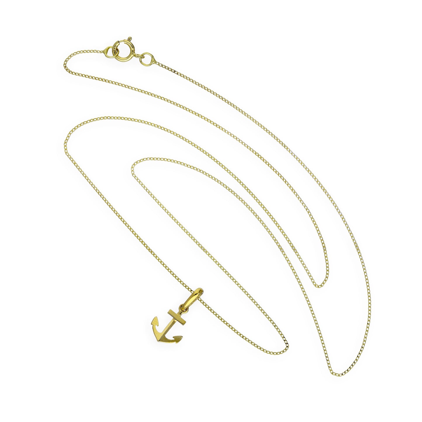 9ct Gold Anchor Pendant Necklace 16 - 20 Inches