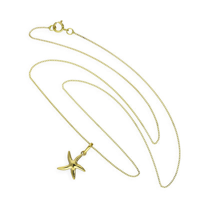 9ct Gold Starfish Pendant Necklace 16 - 20 Inches