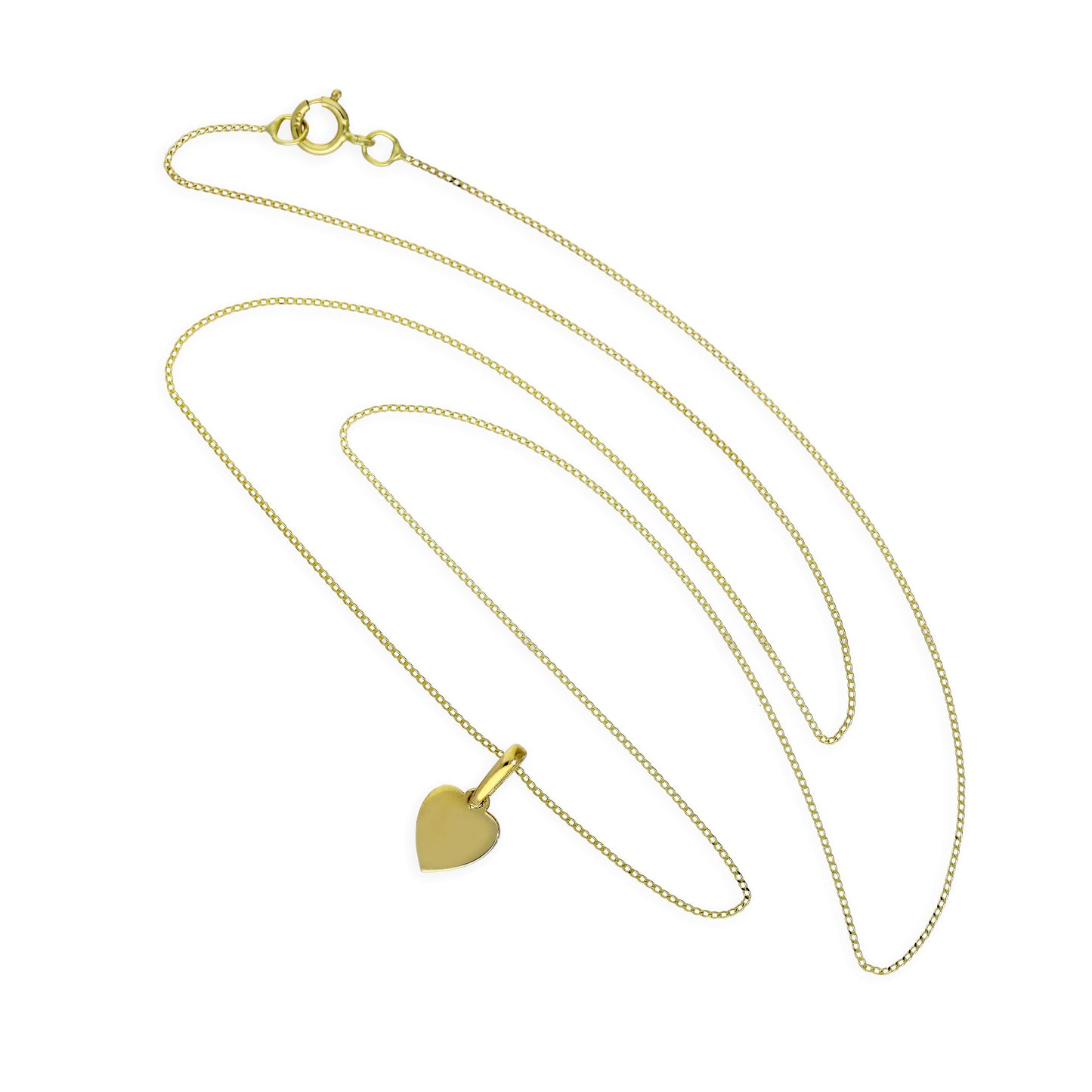 9ct Gold Small Engravable Heart Pendant Necklace 16 - 20 Inches