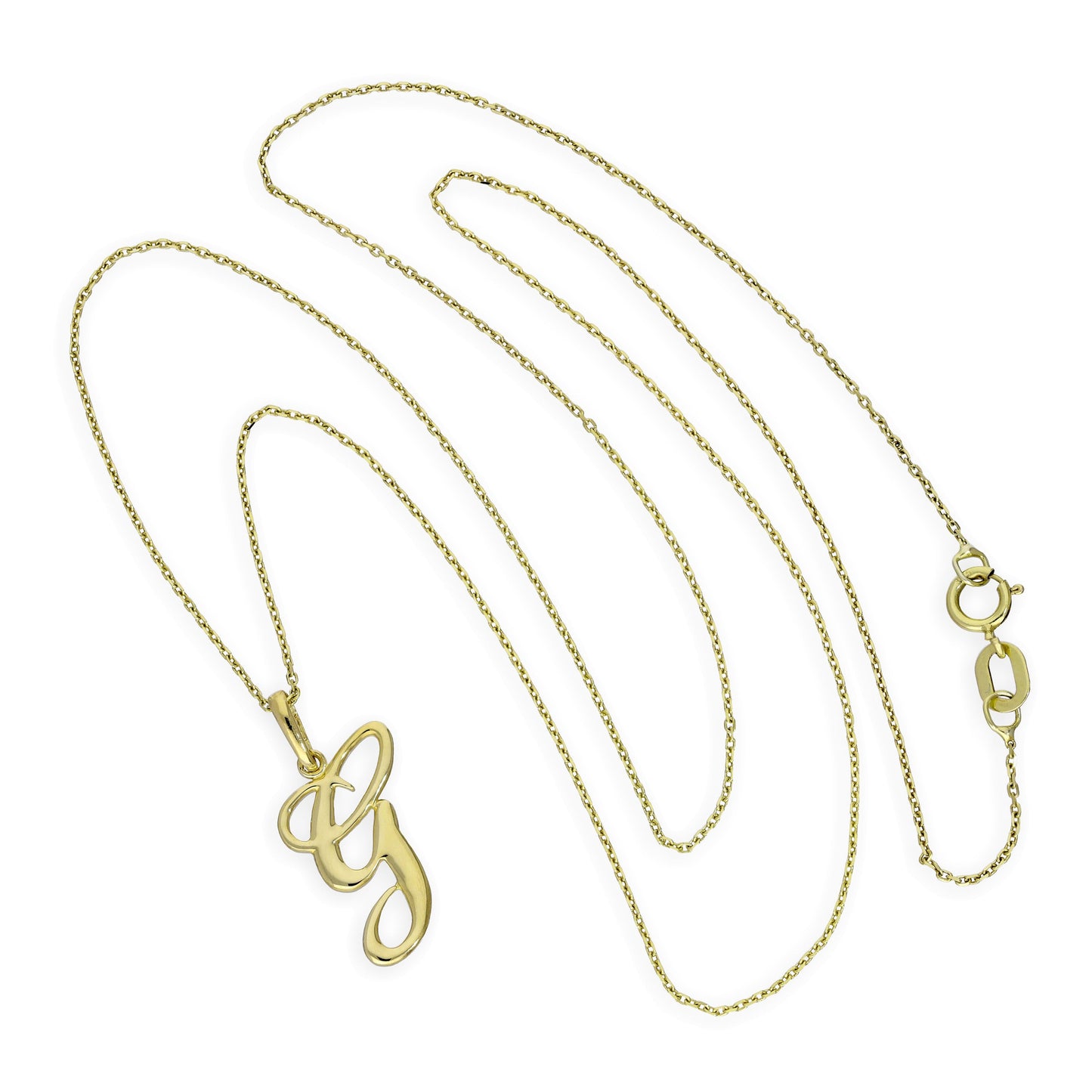 9ct Gold Fancy Calligraphy Script Letter G Pendant Necklace 16 - 20 Inches