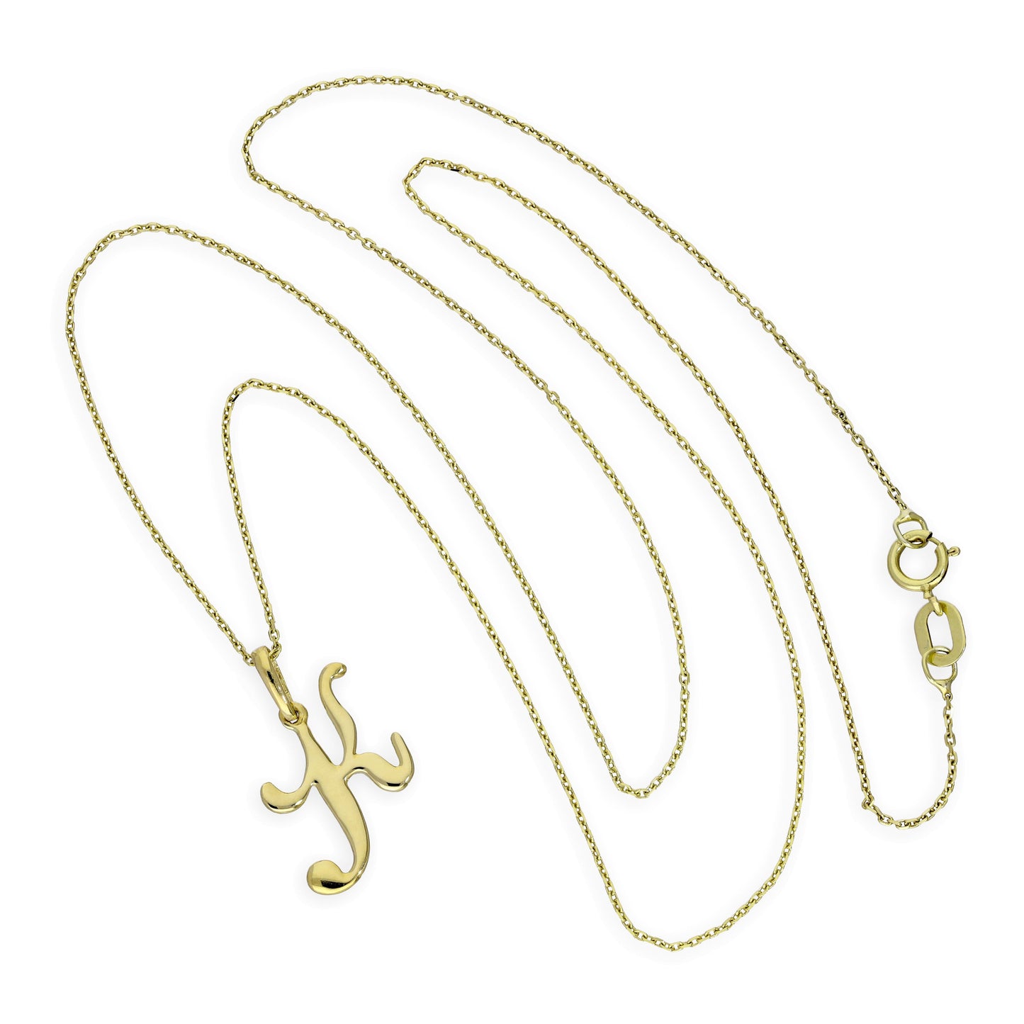 9ct Gold Fancy Calligraphy Script Letter K Pendant Necklace 16 - 20 Inches