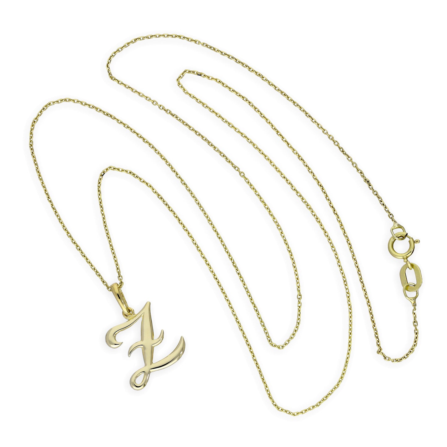 9ct Gold Fancy Calligraphy Script Letter Z Pendant Necklace 16 - 20 Inches
