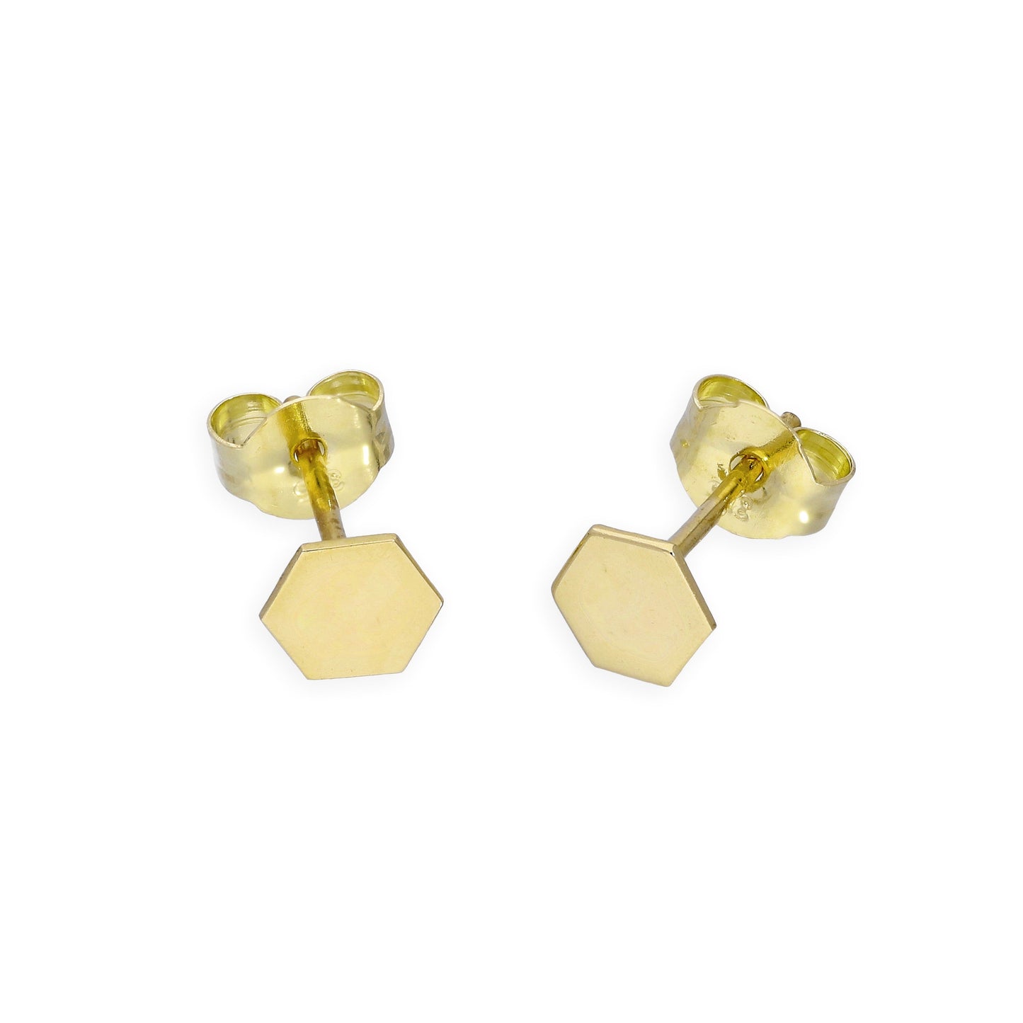 9ct Gold 4mm Hexagon Stud Earrings